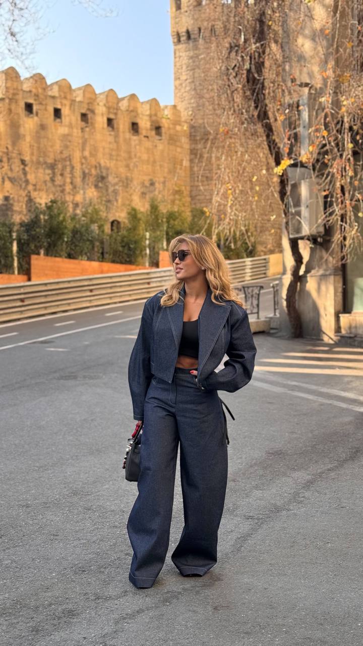 Naxışlı denim pencək